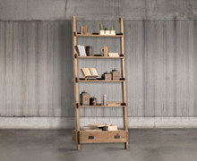 Bookcase rested on wall with 4 shelves and 1 drawer, old pine wood | Decord.gr