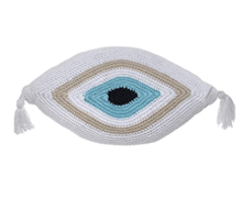 Evil Eye Knitted Cushion White 65x35 | Decord.gr