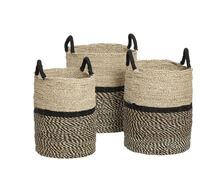 Basket, Round, Seagrass, Nature/Black | Decord.gr