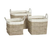 Basket with white edge, Square, Seagrass | Decord.gr