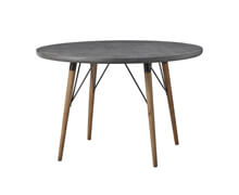 Round Dining Table Grey Cement Top Wooden Legs H75 D120 | Decord.gr