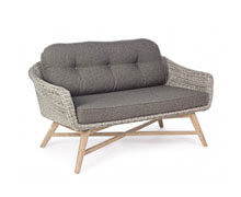 Wicker Outdoor Sofa with Wooden Structure | Decord.gr