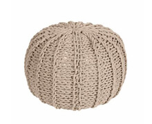 Pouf round Knitted Cotton Beige | Decord.gr