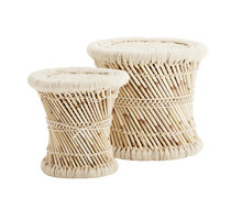 Set of 2 Stools Reed and Rope | Decord.gr