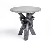 Side Table Teak Wood Concrete Top | Decord.gr