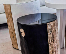 Side Table Tree Trunk PVC, Top Leather | Decord.gr