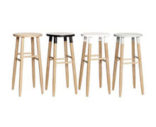 Wooden Bar Stools with Colored Seats | Decord.gr