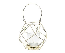 Lantern with glass & handle, Metal, Brass | Decord.gr