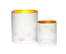 Tealight holder with pattern, Metal, White/Copper | Decord.gr