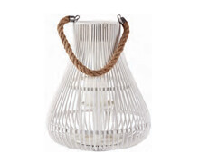 Wooden Lantern White with Rope | Decord.gr