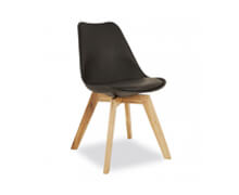 Chair leather black solid wood | Decord.gr