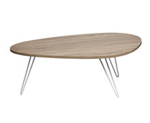 Coffee Table MDF oak White Metal Legs 112x80x40 | Decord.gr