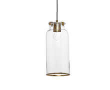 Lamp with Tall glass screen, Brass, Black wire, ø17xh38cm | Decord.gr