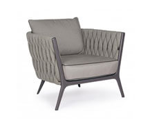Outdoor Armchair with Grey Cushions Removable Fabric | Decord.gr