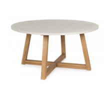 Outdoor Dining Table Round Concrete Cement Top Teak Base D150 | Decord.gr