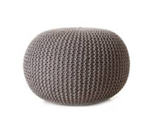 Pouf Round Dark Grey Cotton | Decord.gr