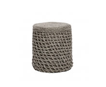 Round Pouf Grey Knitted Wool | Decord.gr