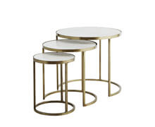 Side Tables Set οf 3 White Marble Brass | Decord.gr