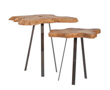 Teak Side Tables Leafs Iron | Decord.gr